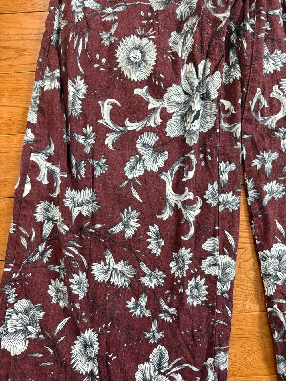 Anthropologie Low-Rise Wide Leg Linen Blend Floral Pants - Picture 2 of 9